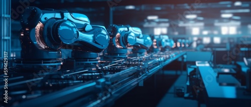 Automobile factory, cars are made on the assembly line. Generative AI
