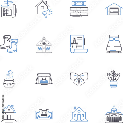 Home makeover agency line icons collection. Renovation, Design, Transformation, Remodelling, Interiors, Modernization, Upgrade vector and linear illustration. Refurbishment,Styling,Aesthetic outline