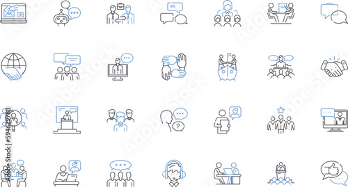 Boosting morale line icons collection. Encouragement, Motivation, Inspiration, Support, Positivity, Empowerment, Teamwork vector and linear illustration. Recognition,Appreciation,Gratitude outline