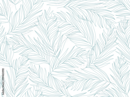 Fototapeta Naklejka Na Ścianę i Meble -  Seamless abstract  light  blue and white floral  background.Vector grey and white pattern with leaves.