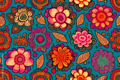 Floral vintage seamless pattern. Boho vector background. botanical wallpaper - generative ai
