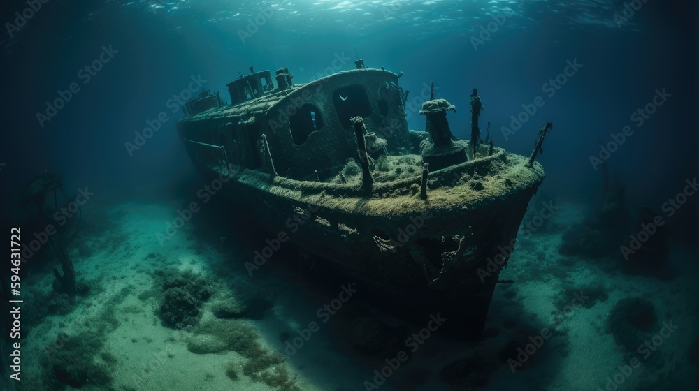 Shipwreck beneath the sea Generative AI Shipwreck beneath the sea Generative AI