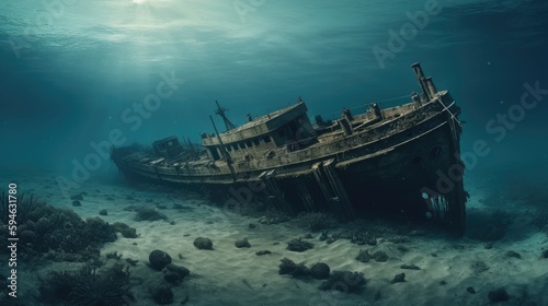 Shipwreck beneath the sea Generative AI