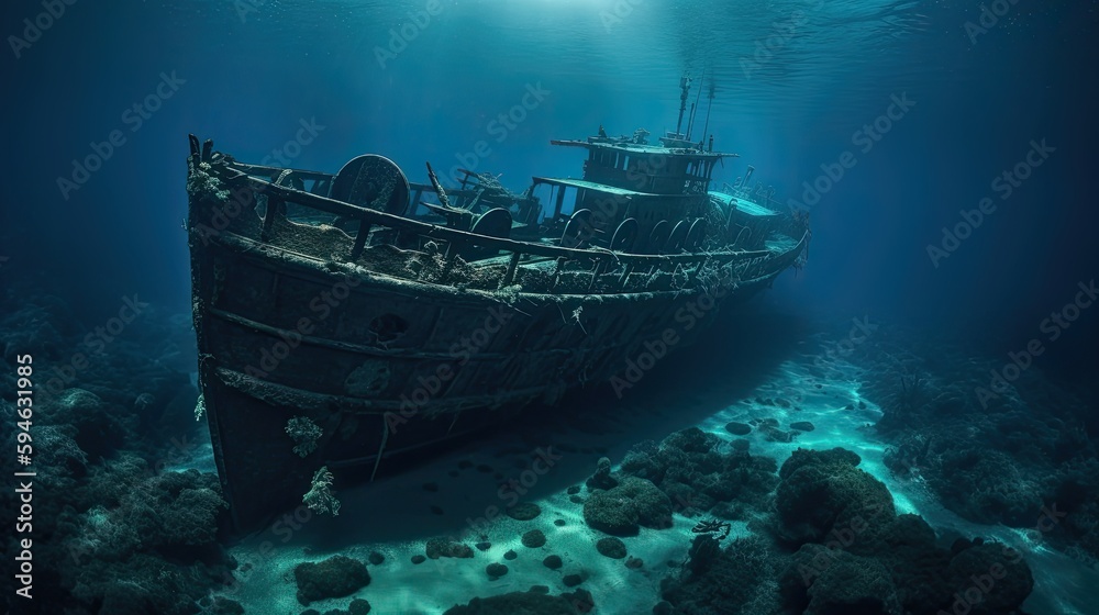 Shipwreck beneath the sea Generative AI Shipwreck beneath the sea Generative AI