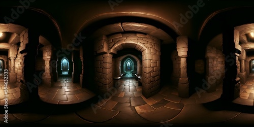 Dark Old Vaulted Catacomb Dungeon Full 360 HDRI
