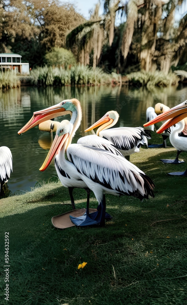 pelicans on the beach made using Generative AI Technology. pelicans on the beach made using Generative AI Technology.