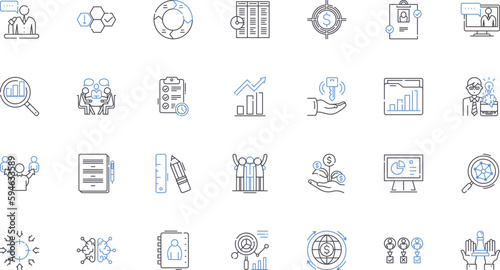 Sales strategy line icons collection. Targeting, Branding, Communication, Prospecting, Incentives, Conversion, Pricing vector and linear illustration. Leads,Relationships,Tactics outline signs set