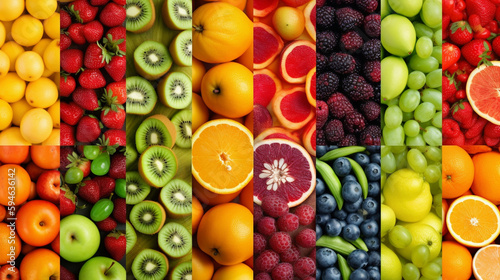 Colorful collage of fruits texture close up © bahadirbermekphoto