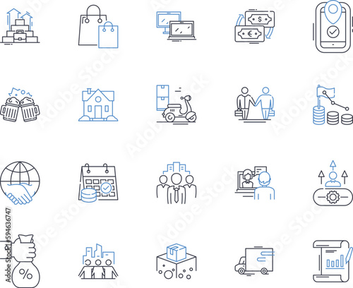 Futures markets line icons collection. Derivatives, Hedging, Commodities, Options, Contracts, Trading, Risk vector and linear illustration. Arbitrage,Exchange,Volatility outline signs set
