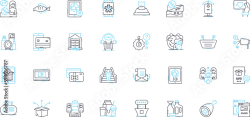 Regional business linear icons set. Localization, Proximity, Territory, Community, Demographics, Culture, Influencers line vector and concept signs. Identity,Authenticity,Connections outline