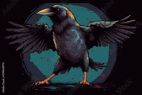 Crow Cartoon Hip Hop Street Dancing Backdrop Generative AI