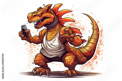 Dragon Design Funky Dancer Showing Some Moves Generative AI