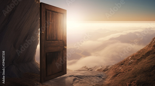 Door opening to new world composition #594637338