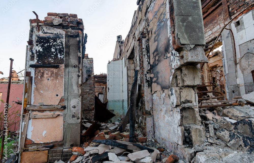 inside a damaged house in Ukraine inside a damaged house in Ukraine