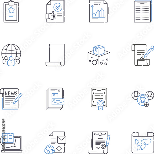HR documents line icons collection. recruitment, onboarding, performance, evaluation, policy, compliance, termination vector and linear illustration. diversity,benefits,compensation outline signs set