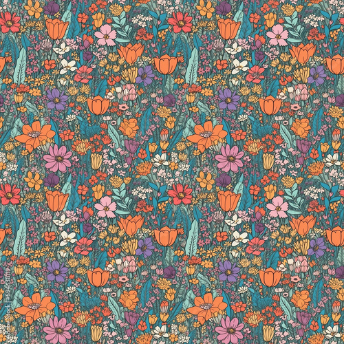 Seamless flower field pattern