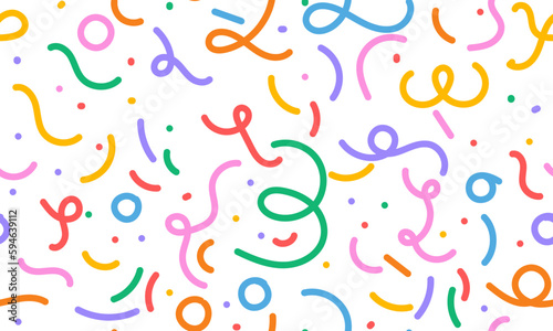 Fotografia Fun colorful line doodle seamless pattern