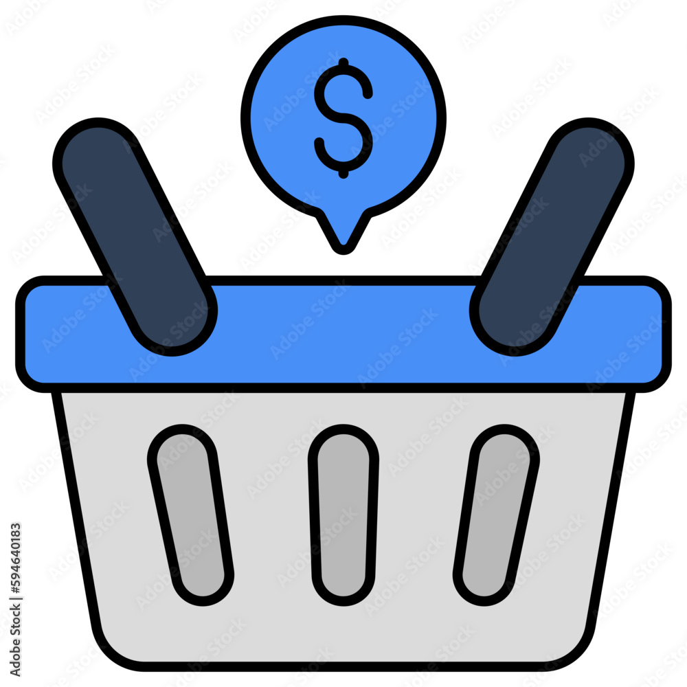 An icon design of shopping basket An icon design of shopping basket