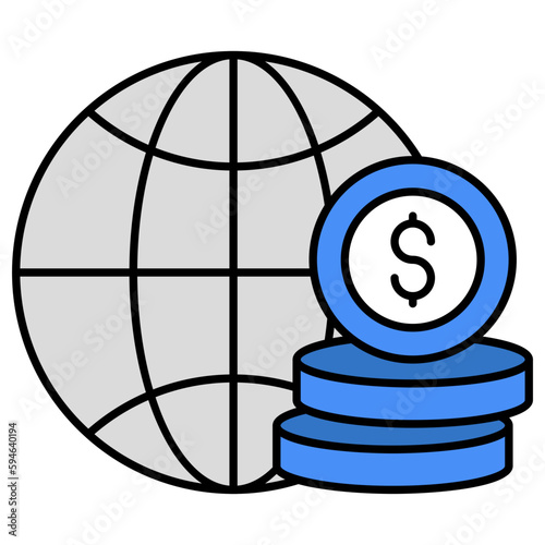 An editable design icon of global money