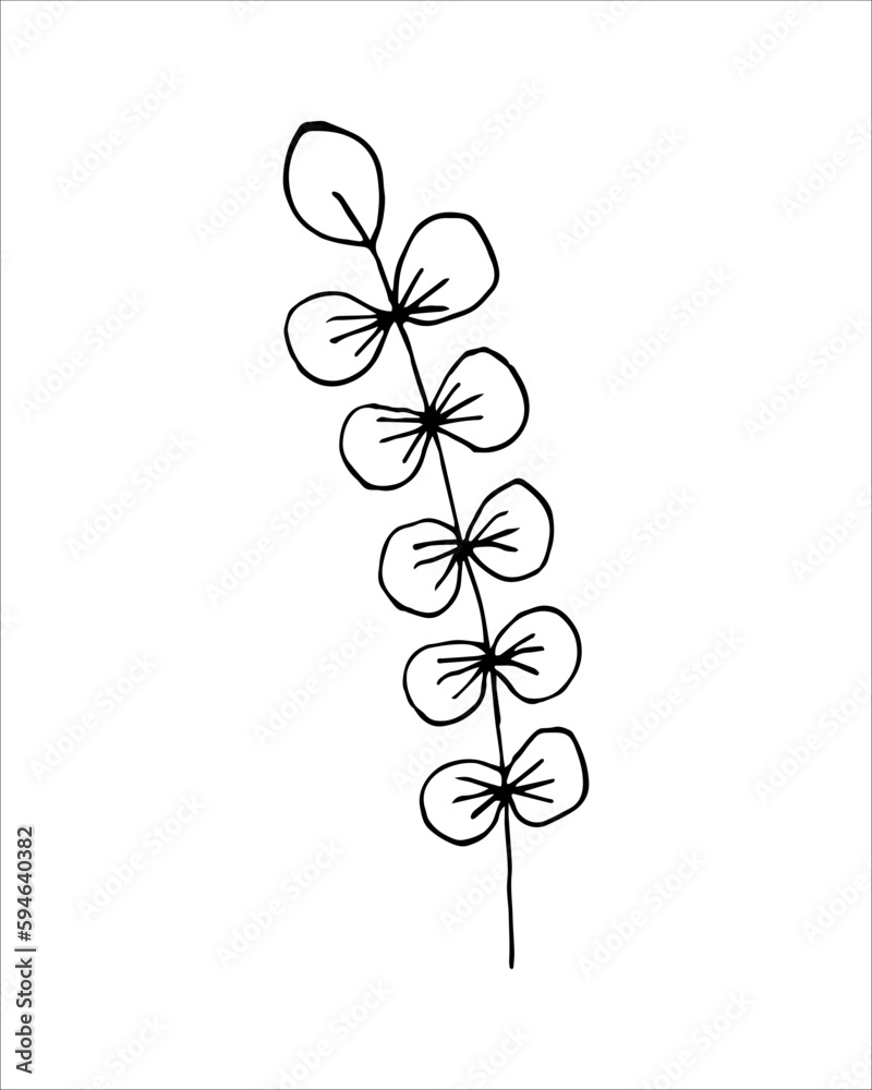 Graphic branch in doodling style.Minimal style blossom illustration design for logo, wedding, invitation, decor. Graphic branch in doodling style.Minimal style blossom illustration design for logo, wedding, invitation, decor.