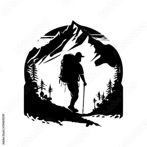 Hiking - High Quality Vector Logo - Vector illustration ideal for T-shirt graphic photo