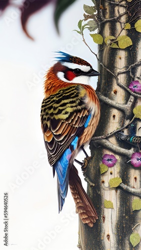 bird on tree made using Generative AI Technology. photo