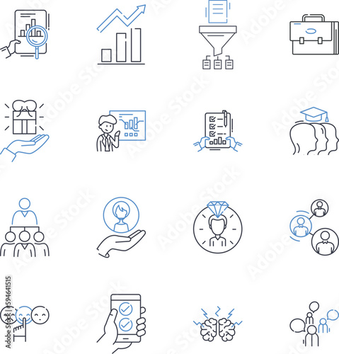 Department overseers line icons collection. Supervisors, Liaisons, Managers, Coordinators, Leaders, Guardians, Controllers vector and linear illustration. Inspectors,Monitors,Chiefs outline signs set photo