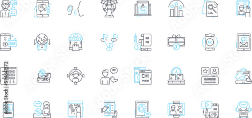 Mobile nerking linear icons set. Wi-Fi, LTE, Hotspot, Signal, Roaming, G, Data line vector and concept signs. Coverage,Modem,Antenna outline illustrations photo