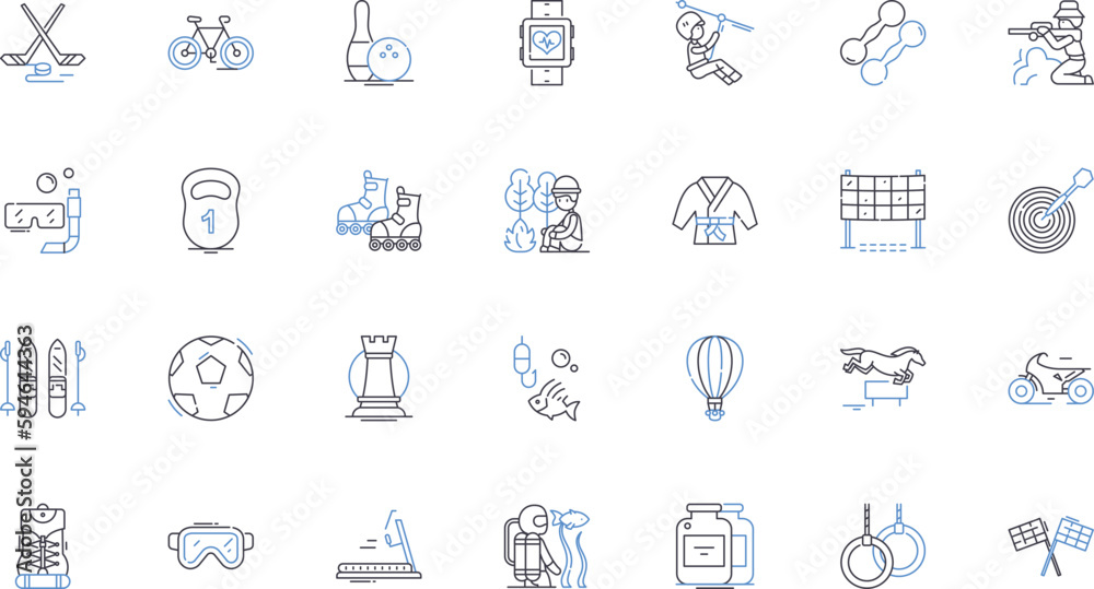 Training line icons collection. Exercise, Education, Coaching, Learning, Development, Performance, Preparation vector and linear illustration. Instruction,Practice,Improvement outline signs set