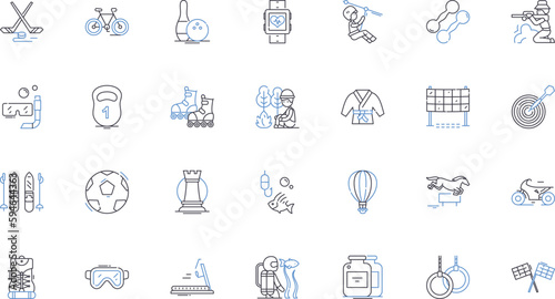 Training line icons collection. Exercise, Education, Coaching, Learning, Development, Performance, Preparation vector and linear illustration. Instruction,Practice,Improvement outline signs set