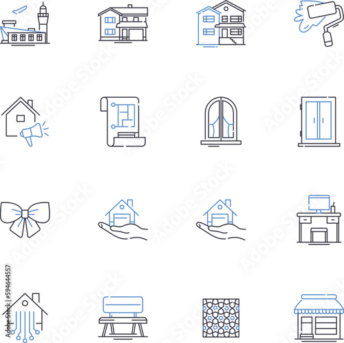 Repurposing line icons collection. Upcycling, Conversion, Reuse, Recycling, Renovate, Restoration, Refurbishing vector and linear illustration. Remodeling,Reimagining,Revamping outline signs set