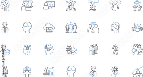 Middleman line icons collection. Broker, Agent, Intermediary, Facilitator, Mediator, Negotiator, Conduit vector and linear illustration. Link,Liaison,Go-between outline signs set