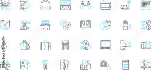 Technological innovation linear icons set. Automation, Blockchain, Cloud, Connectivity, Cryptocurrency, Cybersecurity, Data line vector and concept signs. Digital,Disruptive,Dr outline illustrations