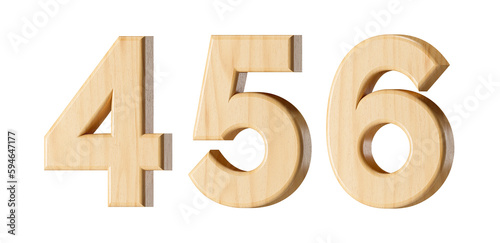 Fototapeta Naklejka Na Ścianę i Meble -  Letters and digits made of wood. 3d illustration of wooden alphabet isolated on white background