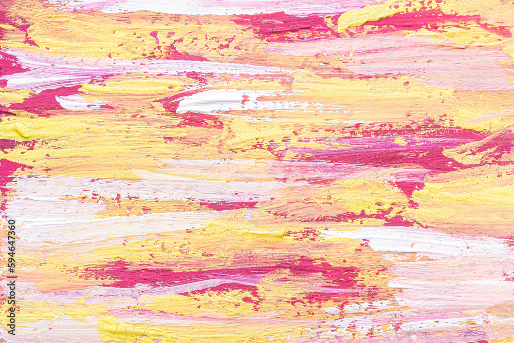Brush texture background. Abstract yellow, pink and white color wallpaper.