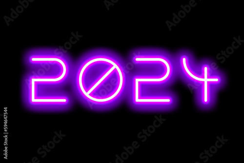 The date 2024 in glowing numbers on a black background for New Years.