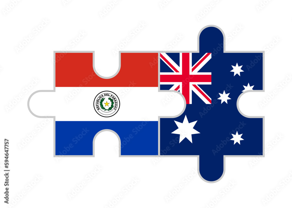 puzzle pieces of paraguay and australia flags. vector illustration