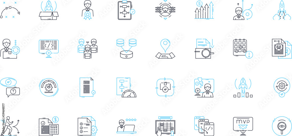 Partnership linear icons set. Alliance, Collaboration, Association, Mutualism, Cooperation, Joint-venture, Synergy line vector and concept signs. Collaboration,Compact,Fellowship outline illustrations