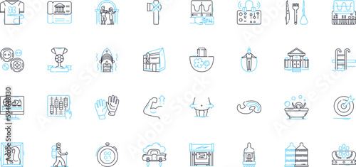 Skill Sessions linear icons set. Agility, Balance, Coordination, Endurance, Speed, Strength, Flexibility line vector and concept signs. Quickness,Stamina,Reaction outline illustrations