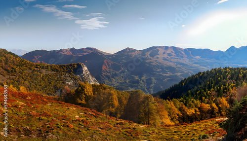 autumn in the mountains  Panorama mountain autumn landscape   Ai generated 