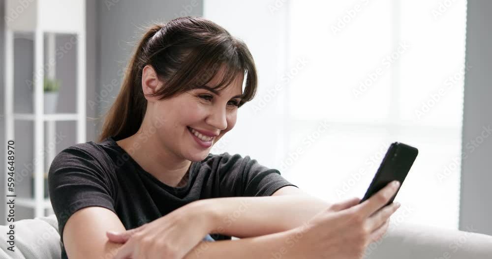Happy Woman Holding Mobile Phone Happy Woman Holding Mobile Phone