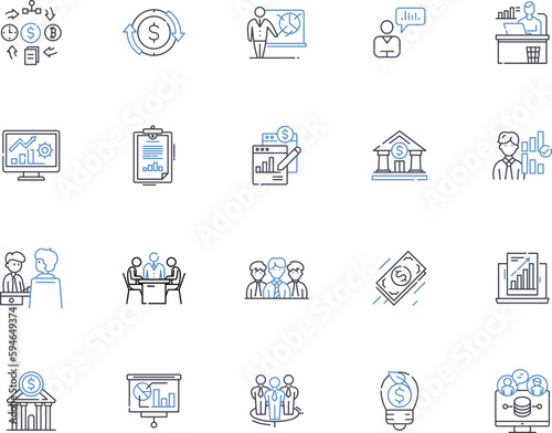 Auditing line icons collection. Compliance, Investigation, Risk, Analysis, Assurance, Control, Review vector and linear illustration. Documentation,Standards,Fraud outline signs set