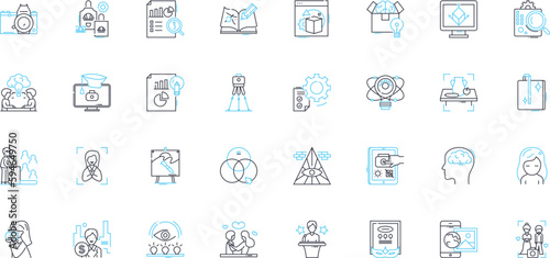 Web industry linear icons set. E-commerce, SEO, Hosting, Coding, Web design, HTML, CSS line vector and concept signs. JavaScript,CMS,Content outline illustrations