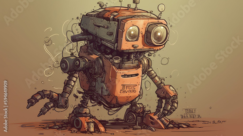 robot, toy, cartoon, machine, vector, vintage, technology, retro, fun, icon, metal, science, android, old, robotic, futuristic, illustration, cyborg, computer, tin, character, space, play, concept, me
