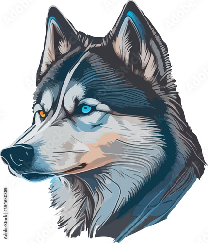 Husky dog multicolor vector illustration isolated on white background