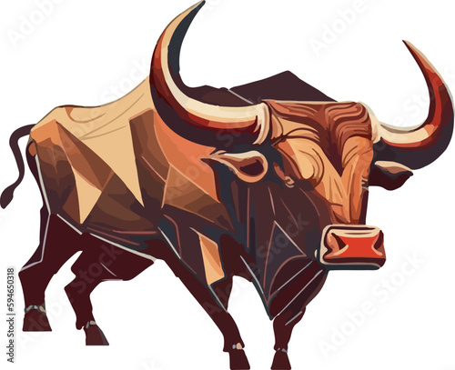 Bull multicolor vector illustration isolated on white background