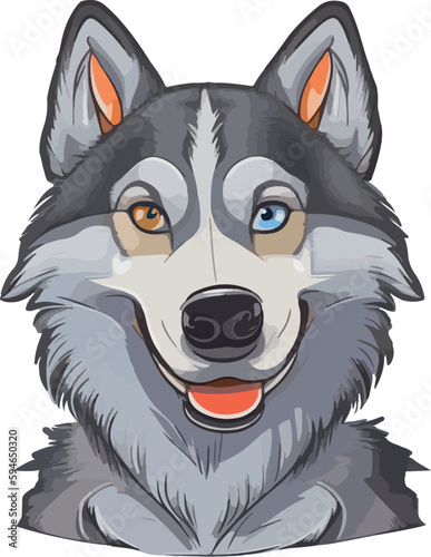 Husky dog multicolor vector illustration isolated on white background