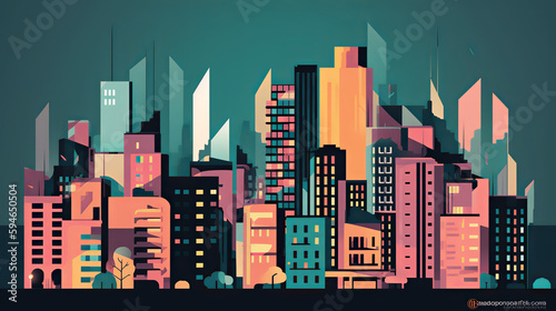 city  skyline  building  cityscape  architecture  skyscraper  urban  business  sky  downtown  town  vector  silhouette  illustration  office  buildings  tower  view  generative  ai