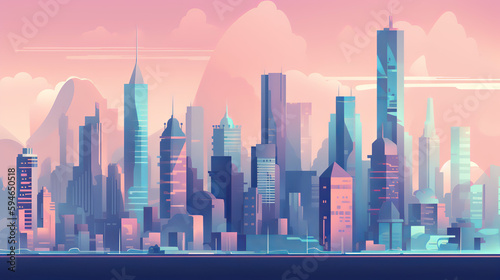 city, skyline, building, cityscape, architecture, skyscraper, urban, business, sky, downtown, town, vector, silhouette, illustration, office, buildings, tower, view, generative, ai © Eugene