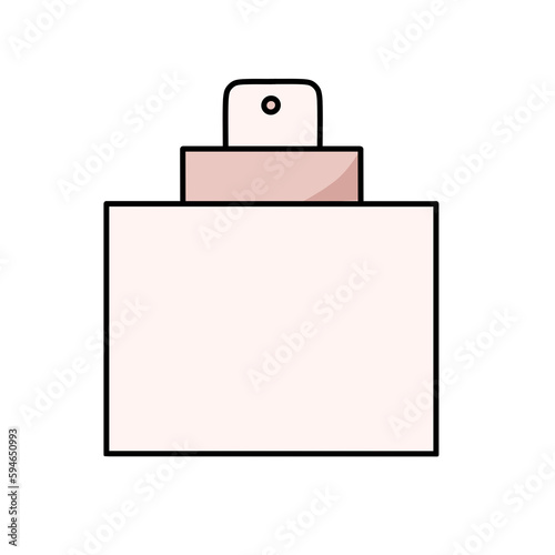 Perfume bottle. A bottle of perfume. Light pink perfume, perfume atomizer. Icon for website, app about fashion, beauty. PNG illustration, cartoon style.